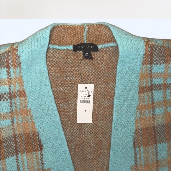 Talbots Blue and Brown Plaid Cardigan - Picture 7 of 8